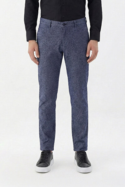 Sabri Özel Men's navy blue cotton trousers with side pockets