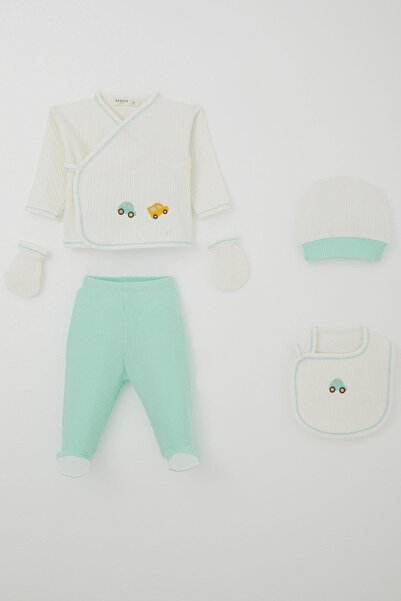 Breeze Baby Boy Hospital Release Set of 5 Colorful Cars with Embroidery 0-3 M...