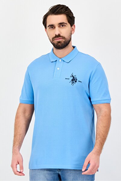 U.S. Polo Assn. Men Regular Fit Short Sleeve Embroidered Logo Polo Shirt, Sky...