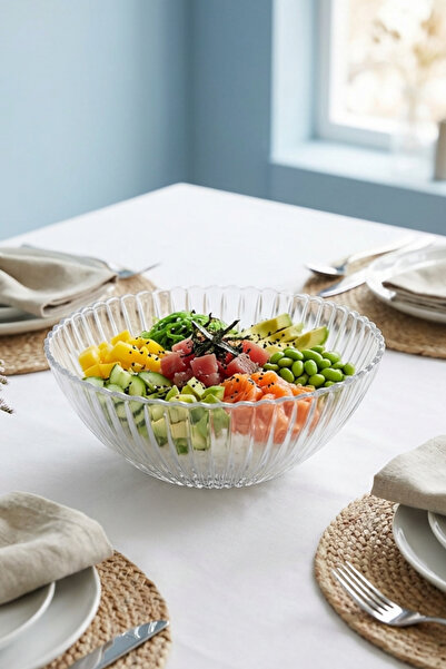 Glamis Selen Concept Çuha Model Handmade Glass Salad and Presentation Bowl Set of 2