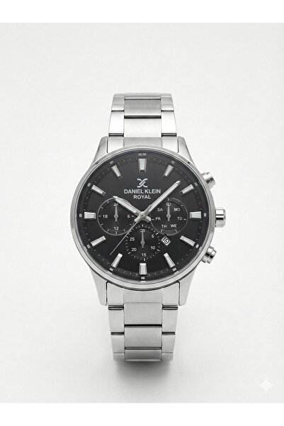 Daniel Klein Erkek Siyah Royal Dekor Kadran Gümüş Metal Kordon Şık ve Modern ...