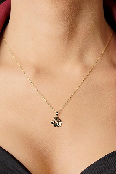 Fiyonk Kuyumculuk 14 Ayar Altın Singapur Zincir Allah Yazılı Kolye