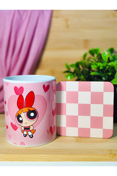 kuttuushop Powerpuff Girls Blossom Kupa Bardak Kahve Çay Fincanı ve Bardak Altı
