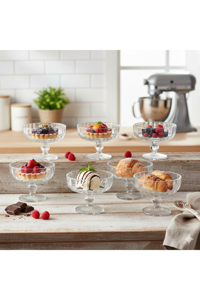 deli glass 6-Piece Luxury Glass Dessert Yogurt Set with Elegant Base | Servin...