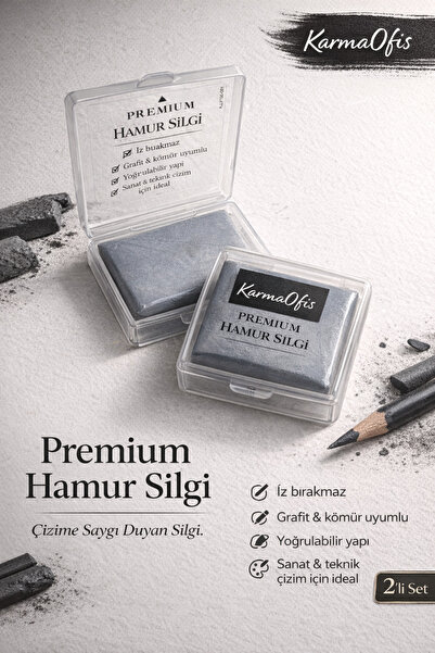 KarmaOfis Premium Hamur Silgi 2’li Set – İz Bırakmayan Yoğrulabilir Çizim Sil...