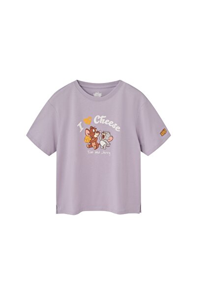 Giordano تيشيرت نسائي مطبوع برقبة دائرية - توم وجيري