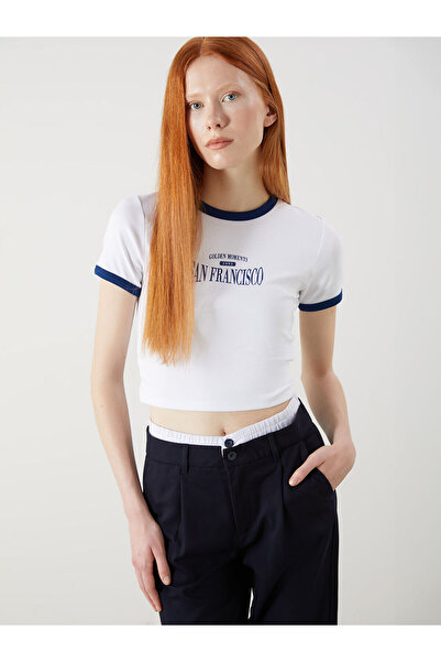 LC Waikiki Crop cu imprimeu San Francisco cu decolteu rotund