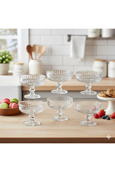 deli glass 6-Piece Luxury Glass Dessert Yogurt Set with Elegant Base | Servin...