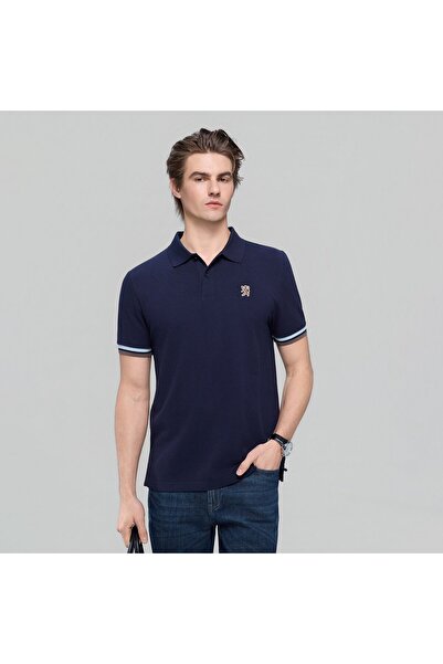 Giordano قميص بولو رجالي ضيق مطرز بلون سادة