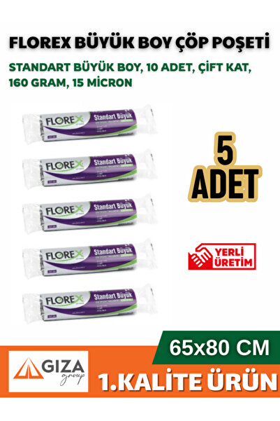 Florex Standard Large Size (65X80 cm) Black Garbage Bag 5 Rolls 10*5=50 Pieces