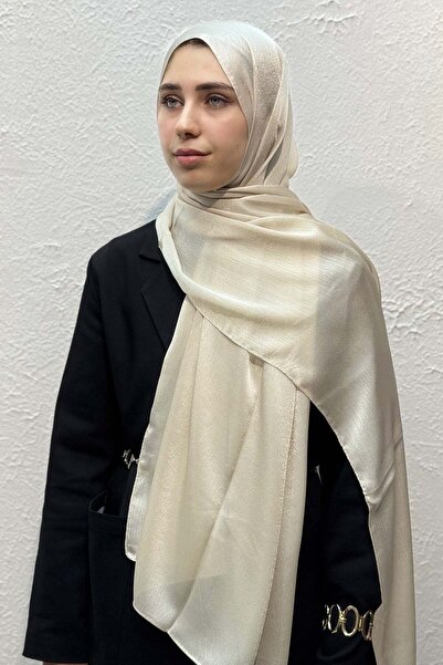 levamor eşarp şal LEVAMOR Kadın İpek Karışımlı Parlak Floş Abiye Şal Kemik