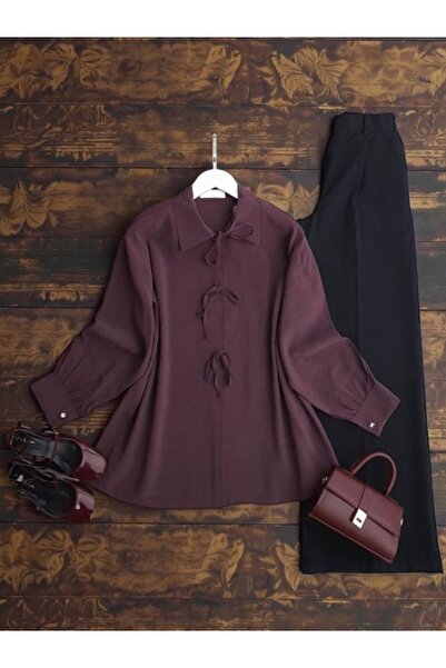 ŞAHİN TESETTÜR GİYİM ÖNÜ AÇIK BAĞCIKLI TUNİK 5677