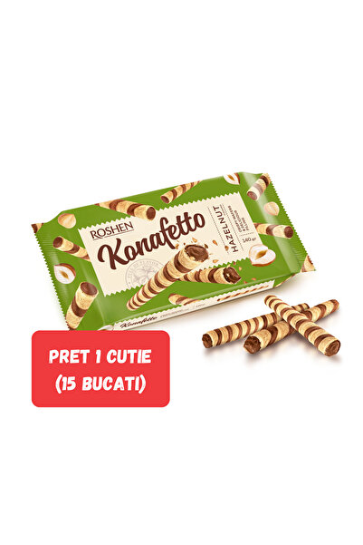 Roshen SET 15 BUCĂȚI RULOU DE NAPOLE KONAFETTO CU UMPLUTURĂ CU AROMĂ DE ALUNE...