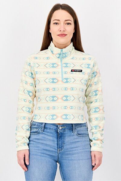 Berghaus Women Mock Neck Allover Print Long Sleeve Crop Sweatshirt, Multicolor