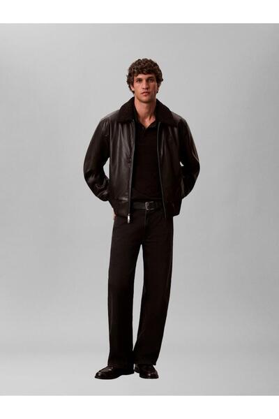 Calvin Klein LS FAUX LEATHER SHERPA COLLAR BO