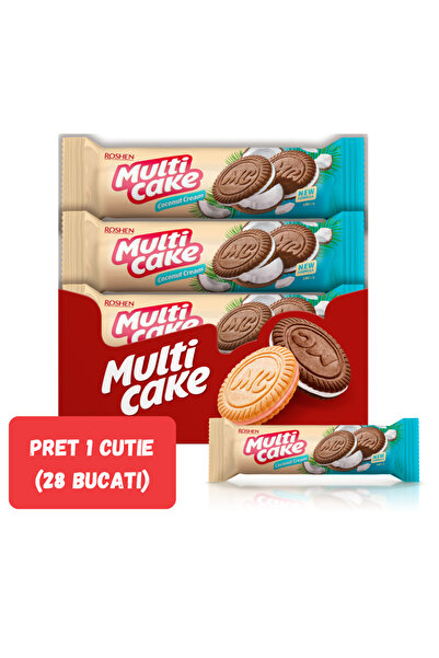 Roshen SET 28 BUCĂȚI Multicake, biscuiți cu umplutură de cremă de cocos 180g
