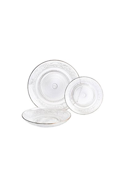 Carrefour Home Carrefour Home glass tableware set, 18 pieces, Transparent/Gold