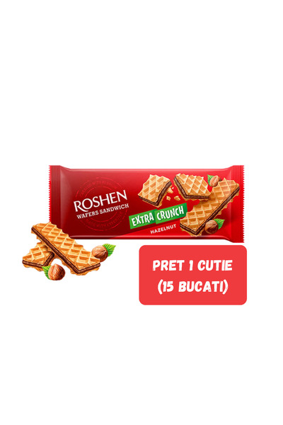 Roshen SET 15 PIECES Sandwich Crunch Wafers Peanut 142g