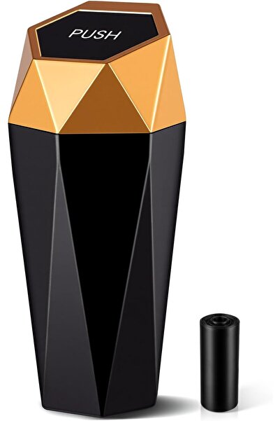 JUST سلة مهملات سيارة من جست توب مع غطاء، سلة مهملات صغيرة محمولة بتصميم ماسي...