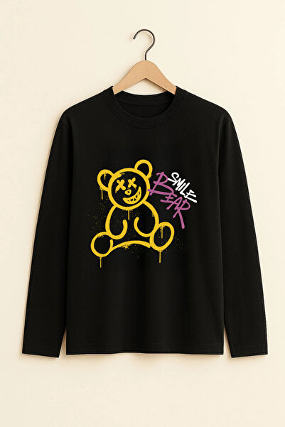 MYADA Tricou pentru copii cu mânecă lungă, imprimat Hey Bear, Premium 26123