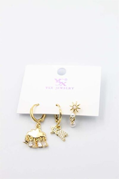 Generic Brand 3-Piece Cloud Earrings - Gold