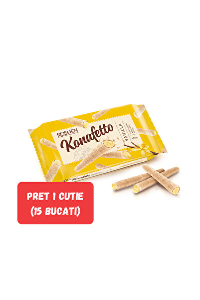 Roshen SET 15 BUCĂȚI KONAFETTO, NAPOLIȚE CU UMPLUTURĂ CU AROMĂ DE VANILIE (59...