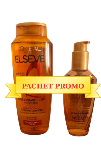 L'oreal PACHET INGRIJIRE PAR Sampon+Ulei de par, Elseve Huile Extraordinaire ...