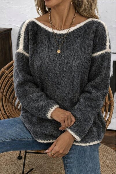 JANES Bluză de damă cu mânecă lungă, cu gât de barcă