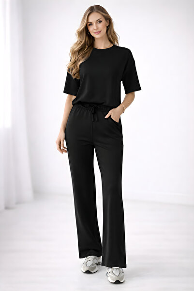 BayBayan Women's Short Sleeve 2 Thread High Waist Crew Neck Relaxed Fit Sweat...