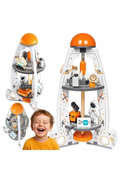 indiggo Indiggo Wooden Space Rocket, Playset with Accessories, Multicolor, 50...