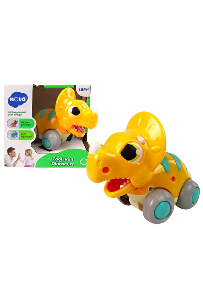Three top online Figurină Triceratops galben cu dinozaur pe roți