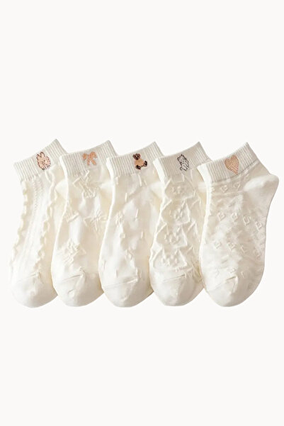 EFAYN.RO Women's socks, set of 5 pairs, pattern with prominent seams, ankle, ...