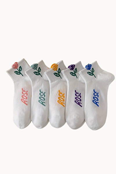 EFAYN.RO Women's socks, set of 5 pairs, flower pattern over the ankle, size 3...