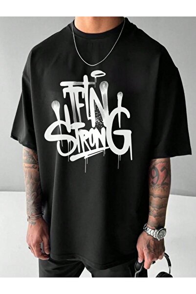 EFFRENATU Unisex Yazı Baskılı T-Shirt – Yuvarlak Yaka, Kısa Kollu, Günlük