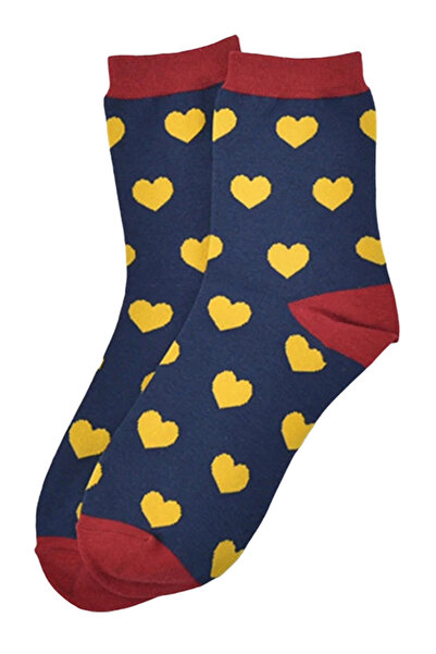 EFAYN.RO Trendy socks, ankle model, heart print, size 36-42, unisex, navy blu...