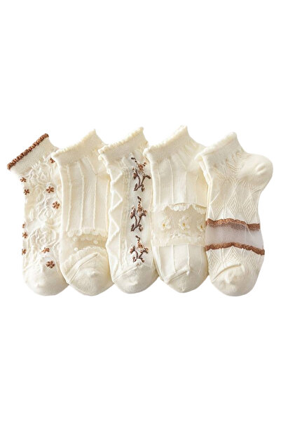 EFAYN.RO Women's socks, set of 5 pairs, special model, delicate details, size...