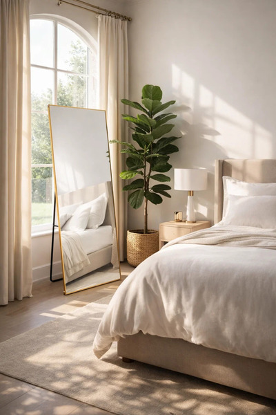 MARIA HOMES Premium Gold Full Length Floor Mirror Standing Bedroom Dressing M...