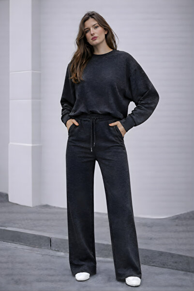 BayBayan طقم رياضي نسائي من مودال بريميوم بأكمام طويلة وياقة دائرية وخصر مرتف...