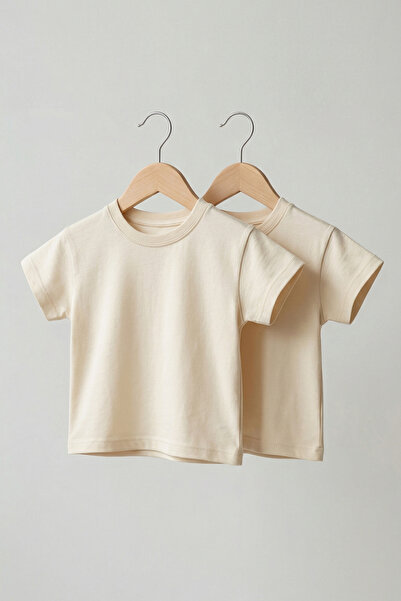 Abruzzo 2'li Set Pamuklu Bebek Tişört Kısa Kollu Rahat Kalıp 0-3 Yaş