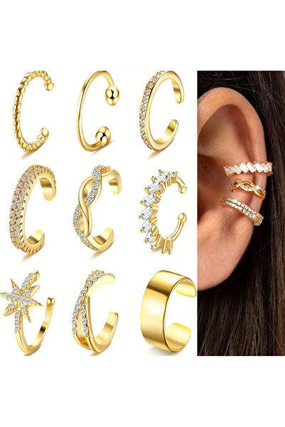 Ervalina Taşlı Karışık Earcuff (Karışık Gönderim)