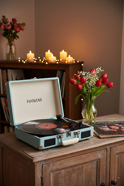 QUIQA HANAMI HEM SARJLI HEM BLUETOOTH'LU TÜM PLAKLARI ÇALAN PİKAP