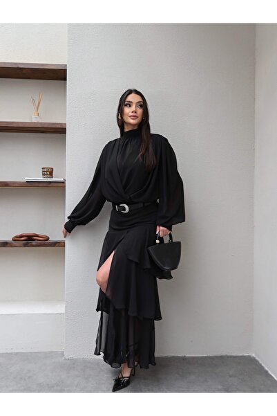 ESRAHELVACI Belted Layered Chiffon Skirt