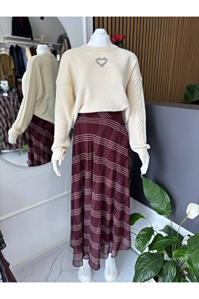Butik ekose şifon etek