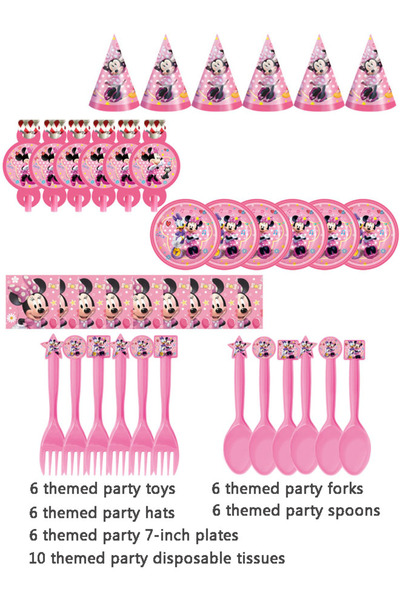 MINNIE 40-piece theme birthday party disposable supplies set