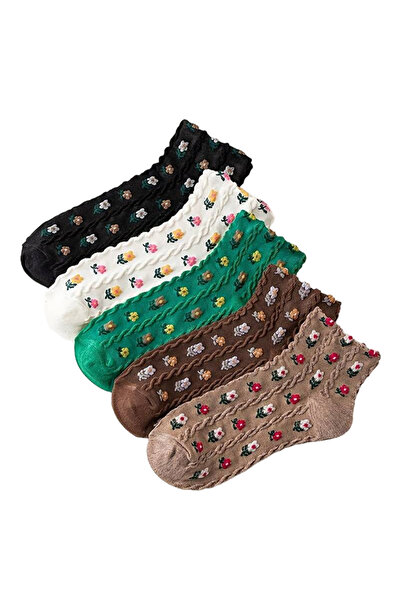 EFAYN.RO Sosete dama, set 5 perechi, model peste glezna vintage cu flori, mar...