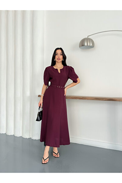 Nazline Rochie cu curea cu mânecă balon