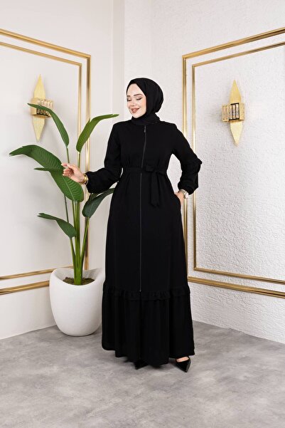 Aryen Imported Silk Robe with Ruffle Detail