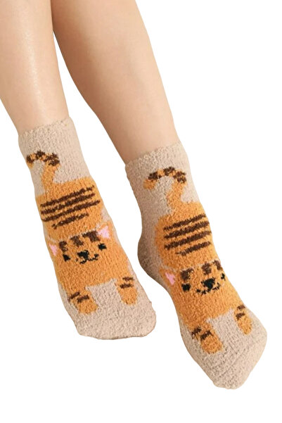 EFAYN.RO Sosete dama, model pufos si calduros, cu imprimeu hazliu, marime 38 ...