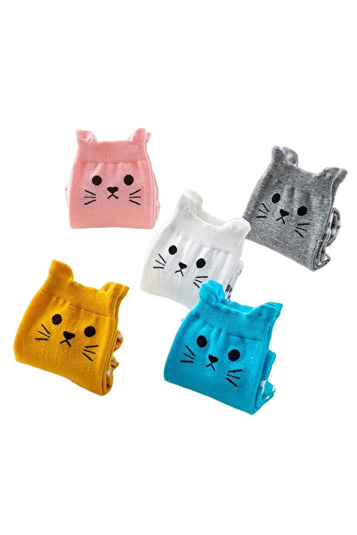 EFAYN.RO Sosete dama, set 5 perechi, model simpatic cu pernute de pisica, mar...