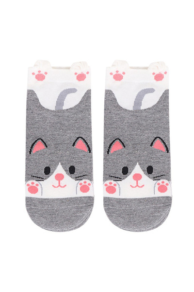 EFAYN.RO Women's socks, soft and fine, animal print, size 36-42, gray, EFAYN